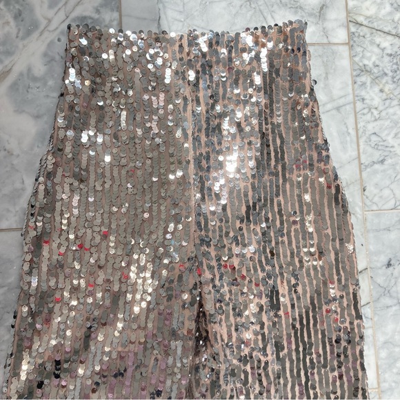 ZARA Silver Nude Flare Sequin Pants - Picture 10 of 16